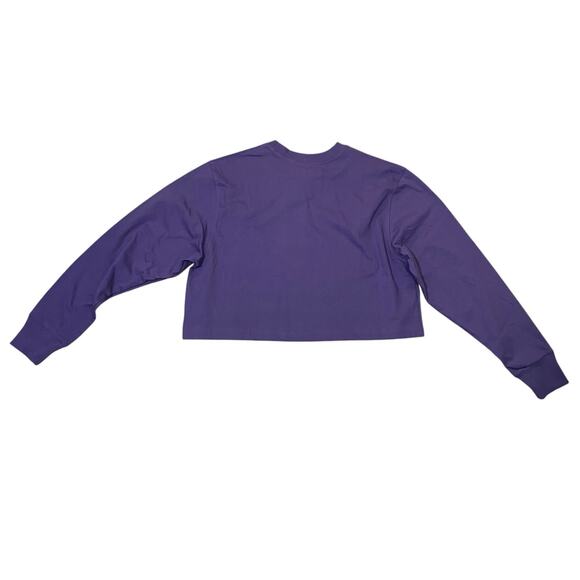NWOT Yellow Label Co Crop Length Crewneck Cotton Sweatshirt Purple - Size Small - Picture 8 of 9